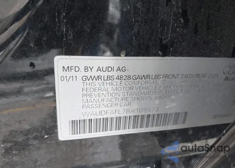 2011 Audi A4 Se/Se Premium z USA, uszkodzony, nr VIN WAUDFAFL7BA109573